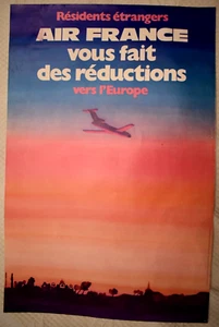 ANCIENNE AFFICHE RESIDENTS ETRANGERS AIR FRANCE TRIANGLE CREATION MARS 1976 - Picture 1 of 3