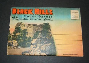 Vintage BLACK HILLS SOUTH DAKOTA FOLD OUT LINEN POSTCARD WITH ENVELOPE - Picture 1 of 3