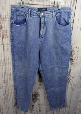 Pantalones de mezclilla para mujer LA Blues talla 22 vintage recortados tobillo cremallera lavado ligero relajado Foto 1 de 4