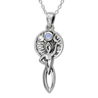 Collar Colgante Diosa Sol y Luna 20" - Joyería Pagana Wicca Plata Esterlina Foto 1 de 4