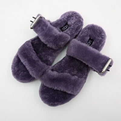Sandalias UGG Fuzz Yeah de piel de oveja para mujer talla 8 pantuflas mullidas moradas de EE. UU. Foto 1 de 4