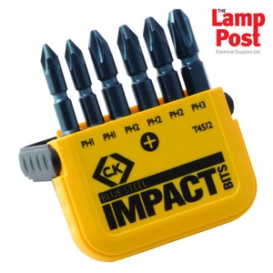 CK Tools T4512 Impact Set OF 6 x Phillips (PH) 50mm 2" Long Screwdriver Bits - Picture 1 of 2