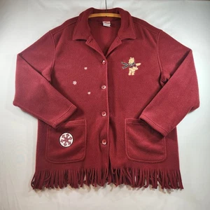 The Disney Store Winnie Puuh rote Fleecejacke Mantel Damen Größe XL Fransen - Bild 1 von 20