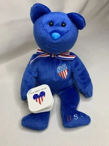 "HERO" The Charity Bear Co. 8,5” Beanie Bear con soporte cardíaco de EE. UU. 911 - Imagen 1 de 5