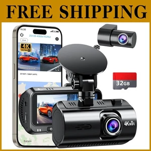 Cámara de tablero doble 4K para automóviles: cámaras delanteras y traseras con GPS - Imagen 1 de 11