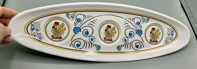 LE CADEAUX Melamine Yellow Rooster Serving Tray 16.25” Long Bright Colors - Image 1 of 4