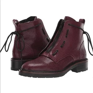 Stivali da combattimento Rag & Bone in pelle bordeaux con ciottoli - taglia 39 (US 8,5-9) - Foto 1 di 11