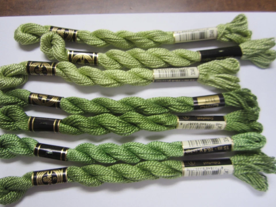 DMC Cotton Perle #3   Green #3347 & 3348  Embroidery Floss Thread  15.4 yards - Image 1 of 3