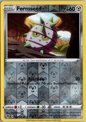 Ferroseed Reverse Holo Common SWSH04: Vivid Voltage 123/185 NM - Image 1 of 2