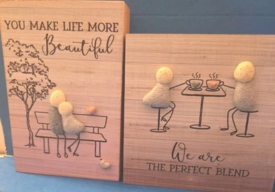 2 TODAS frases y diseños de madera para colgar en pared ARTE GUIJARRO PAREJA AMOR  Foto 1 de 4
