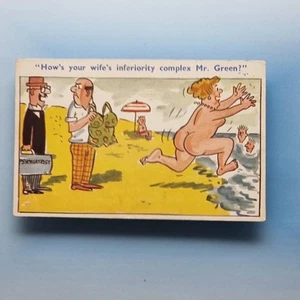 Comic Postcard Fat Lady Nude Beach Psychiatrist C1965 Coastal Cards - Picture 1 of 2