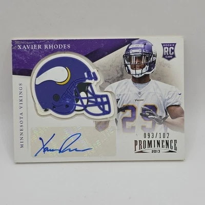 2013 Panini Prominence Helmet Signatures /102 Xavier Rhodes #198 Rookie Auto RC - Image 1 of 4