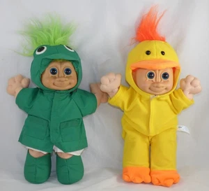 Russ Berrie Troll Kidz Doll Costume Lot Of 2 Froggie Green Hair Duck Chickee - Picture 1 of 6