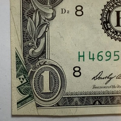 RARE Error $1 Dollar Miscut Misaligned Overprint $1 Dollar Federal Reserve Note - Image 1 of 4