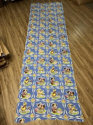 Vintage Nursery Animal Fabric Blue Novelty Print Kitten Puppy Duck Lamb Yardage - Image 1 of 4