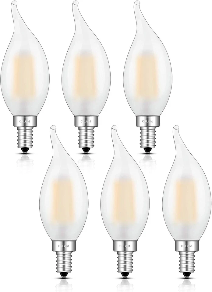 6W Dimmable LED Candelabra Bulb 65W Equivalent 650LM, 3200K Soft White E12 LED L - Image 1 of 4