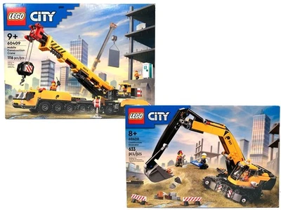 NEW SEALED 2 LEGO CITY 60409 MOBILE CONSTRUCTION & CRANE 60420 EXCAVATOR - Image 1 of 4