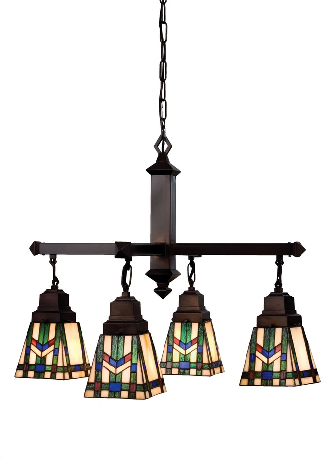 Lámpara de araña Meyda Tiffany 24267 Prairie Wheat 4 luces 26" W - vidrio Tiffany Foto 1 de 1