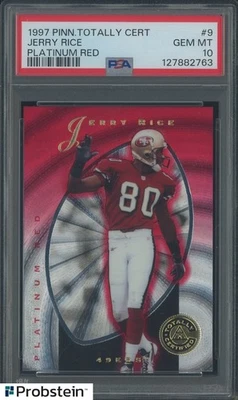 1997 Pinnacle Totally Certified Platinum Red #9 Jerry Rice HOF /4999 PSA 10 - Image 1 of 2