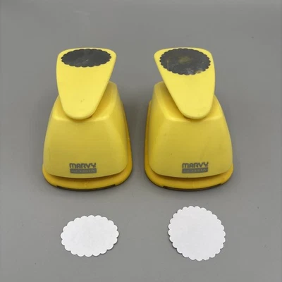 "Lote de 2 punzones de papel Marvy Uchida festoneados ovalados y circulares palanca artesanal 1,5""" Foto 1 de 4