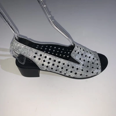 Zapatos Munro para mujer talla 9 plateados negros con cordones tacón bajo cómodos hechos en EE. UU. Foto 1 de 4