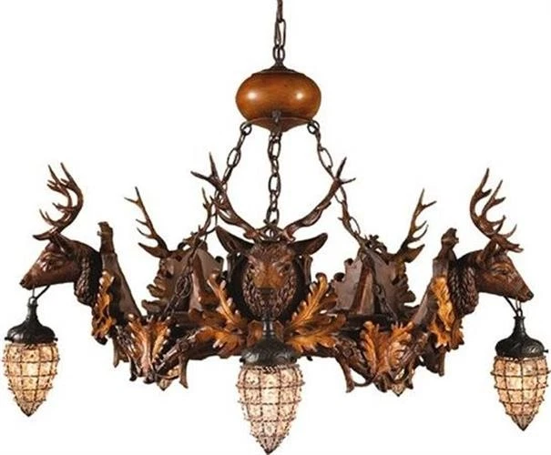 Lodge Deer Head Chandelier with Crystal Beads - Image 1 of 1