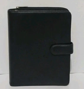 MUNDI Notepad Planner Organizer Black Soft Leather 7 Ring Zip/Snap 9" x 7" - Picture 1 of 12