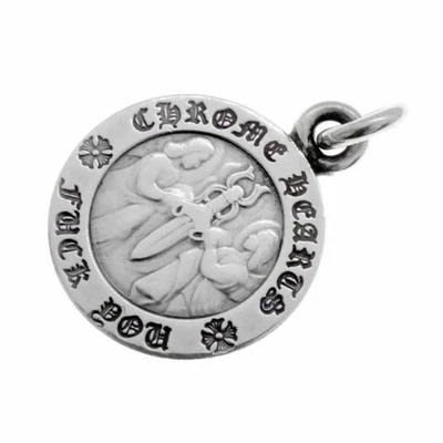 CORAZONES CROMADOS CHRM ANGL MDL Ángel Medalla Dije V1 Collar Top 43533 Foto 1 de 4