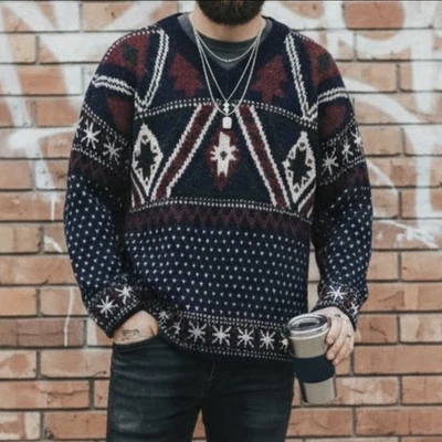 Suéter de Navidad Woolrich Vintage Años 80 Talla XL Grueso Tejido Lana Fair Isle Unisex Foto 1 de 4