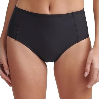 DKNY Women Solid Black Beachwear Seamed High-Waist Swim Bikini Bottoms Size XXL - Image 1 of 4