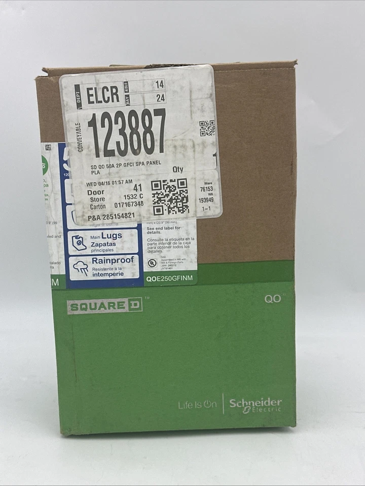 Square D 50 Amp 2-Pole Spa Panel Main Lug Load Center GFCI Breaker Hot Tub NEW