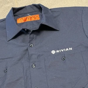 Rare Rivian Red Kap Blue Button Up Work Shirt Mens M NWOT Free Fast Shipping - Picture 1 of 6