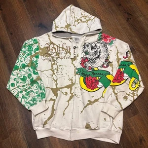 Brooklyn Express AOP Cremallera Completa Y2k Sudadera con Capucha Christian Audigier Ed Estilo Resistente Grande - Imagen 1 de 10