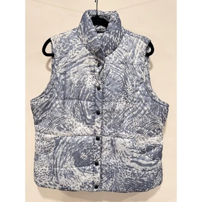 IZOD Womens XL Puffer Vest Gray White Abstract Sleeveless Jacket - Image 1 of 4