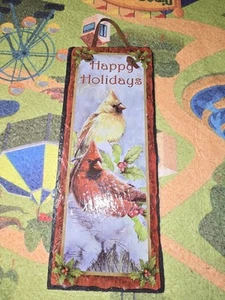 Happy Holidays- Cardinals Painted On Slate, Wall Hanging - Picture 1 of 11