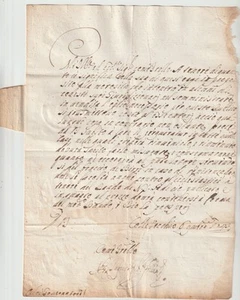 1743 ITALY PRE-STAMP LETTER & COMPLETE EMBOSSED PAPER SEAL COLLEVECHIO TO CALVI - Picture 1 of 4