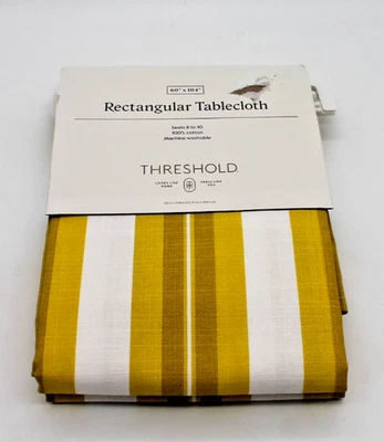Tablecloth Yellow Striped - Threshold™ NEW 60" x 104" 100% Cotton Machine Wash - Image 1 of 4