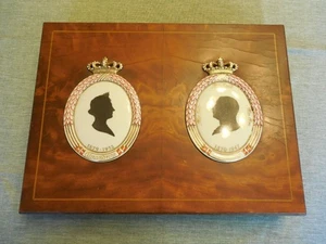 Caja de cigarrillos vintage danesa burled 12"x 9"Tx2"D - Imagen 1 de 9