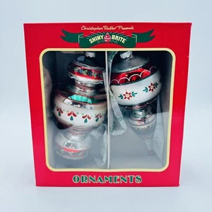 Radko Shiny Brite 2 Weihnachten Endstück Einzug Ornamente rot grün 7" NEU VERSIEGELT - Bild 1 von 8