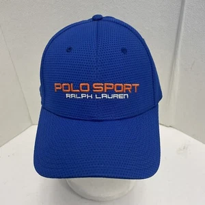 Vintage POLO SPORT RALPH LAUREN FITTED Hat Cap FLEXFIT - MESH - BLUE ORANGE - Picture 1 of 6
