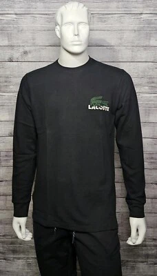 New Lacoste Mens Black Large Croc Logo Thermal Tee Sleepshirt Size Small - Image 1 of 4