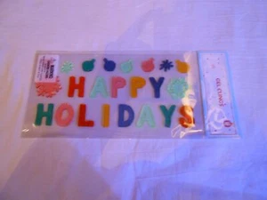 HAPPY HOLIDAYS window gel clings Winter Christmas Decoration Ornaments Snow 23pc - Picture 1 of 2