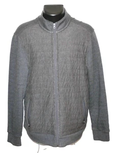 Structure Slim Fit Midweight Full Zip Quitlted Front Cotton Blend Jacket Gray XL - Picture 1 of 11