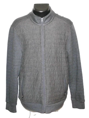 Structure Slim Fit Midweight Full Zip Quitlted Front Cotton Blend Jacket Gray XL - Image 1 of 4