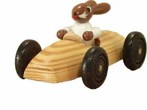 Osterdeko Hasenrennauto natur 3cm NEU Tischdeko Erzgebirge Osterhase Osterdeko - Bild 1 von 1