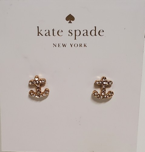 Borchie placcate oro 14 carati Kate Spade "Anchors Away" pavè strass A133