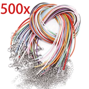 500Pcs 18'' Mix Leather String Chain Necklace Cords Rope for DIY Jewelry Making - Picture 1 of 4