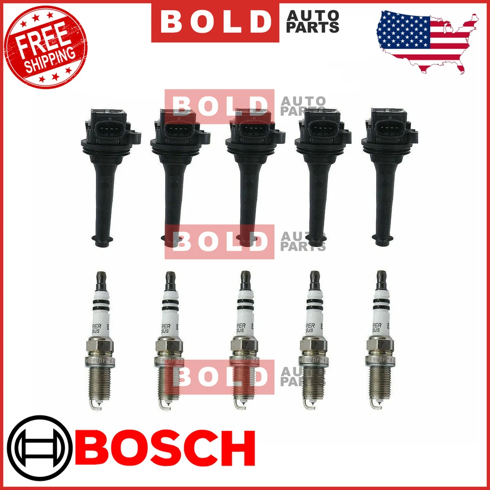 For Volvo C70 S60 S80 V70 XC70 Direct Ignition Coils w/ Spark Plugs OEM Bosch - Image 1 of 4