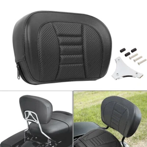 Passenger Sissy Bar Backrest Pad W/ Chrome Bracket For Harley Touring Softail - Picture 1 of 12