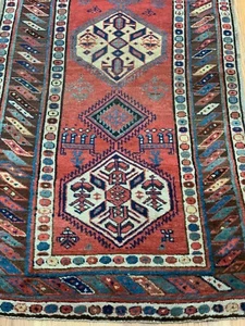 Antique Caucasian Tribal Hand-Knotted Wool Runner Oriental Rug 3'7"x10' - Picture 1 of 12